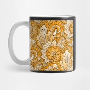 Doodle Pattern with Abstract Floral Motifs Mug